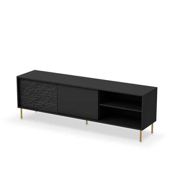 Comoda TV BULLET, negru/auriu, PAL laminat, 180x41x58 cm