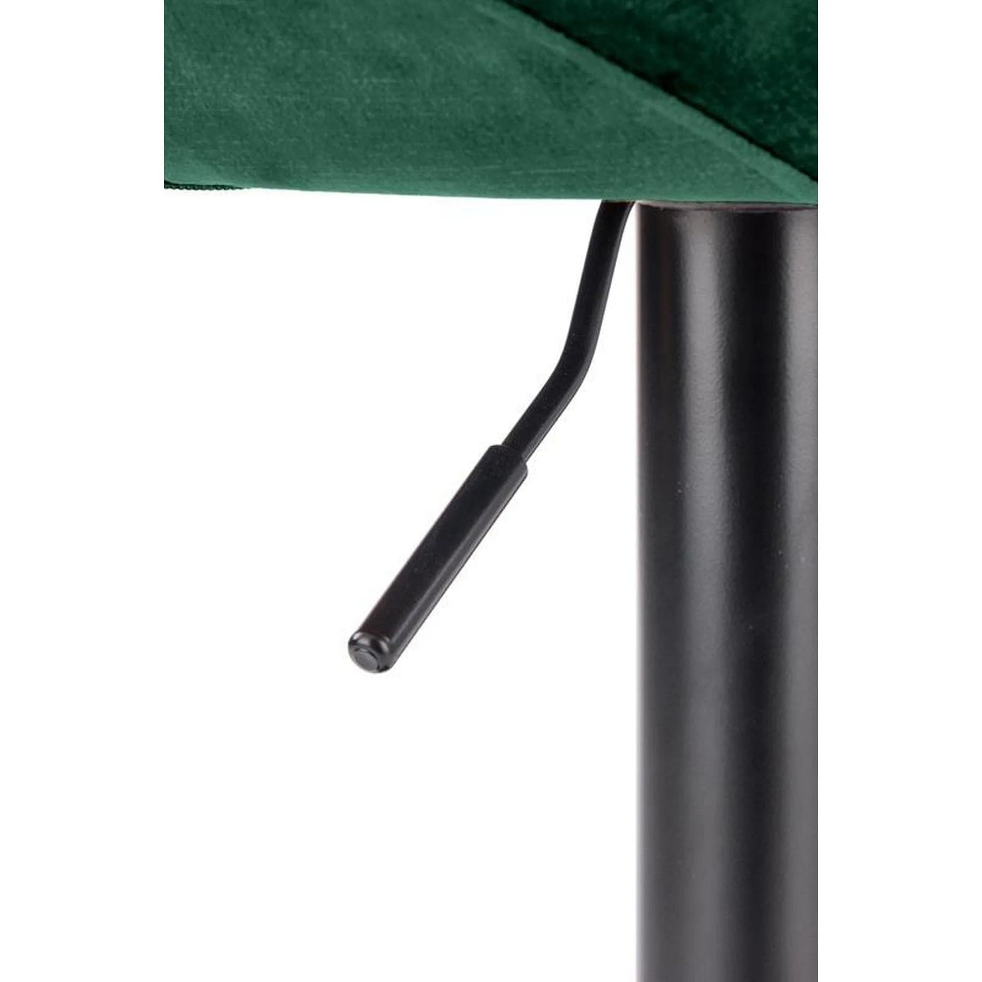 Scaun bar H102, verde inchis/negru, stofa catifelata/otel, 53x48x100 cm