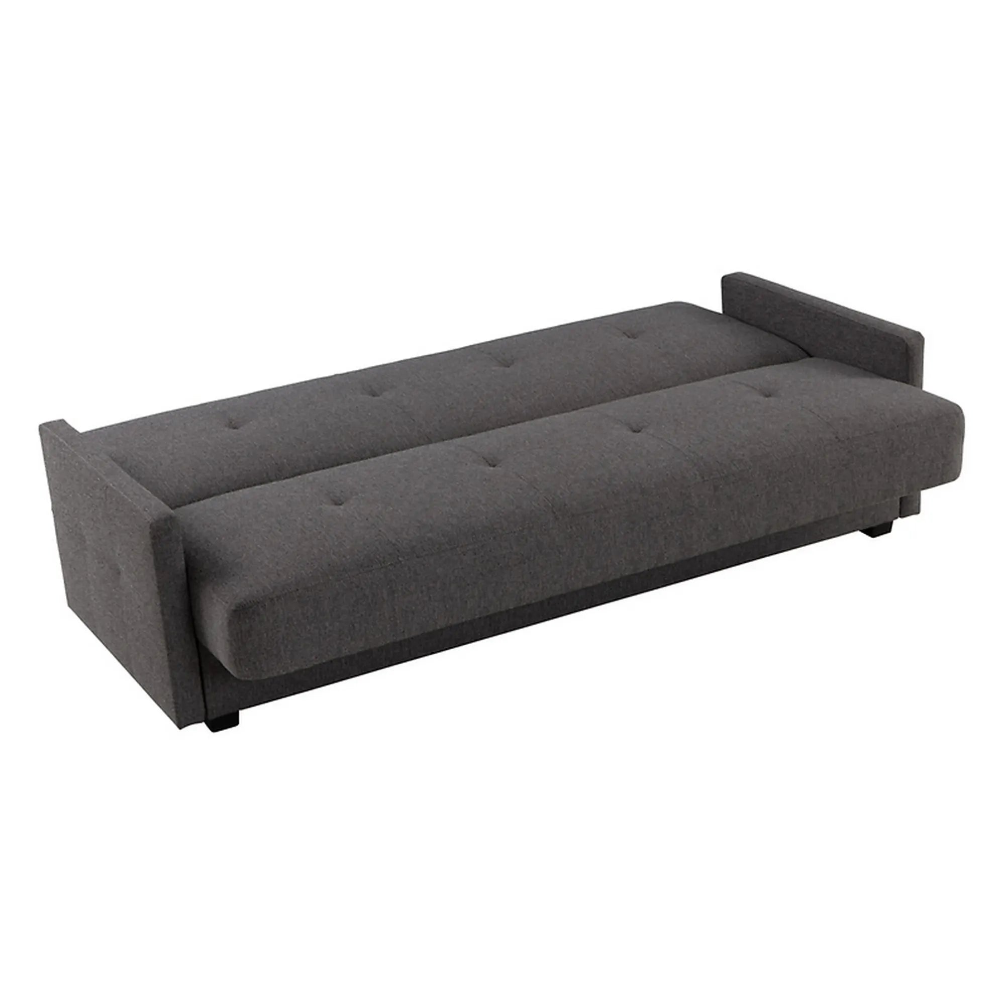 Canapea extensibila MARO, stofa clasica gri inchis - Mossa 99, cu lada depozitare, 207x95x95 cm