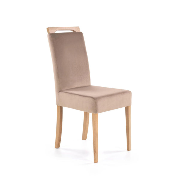 Scaun CLARION, maro/stejar, stofa catifelata/lemn, 42x58x97 cm