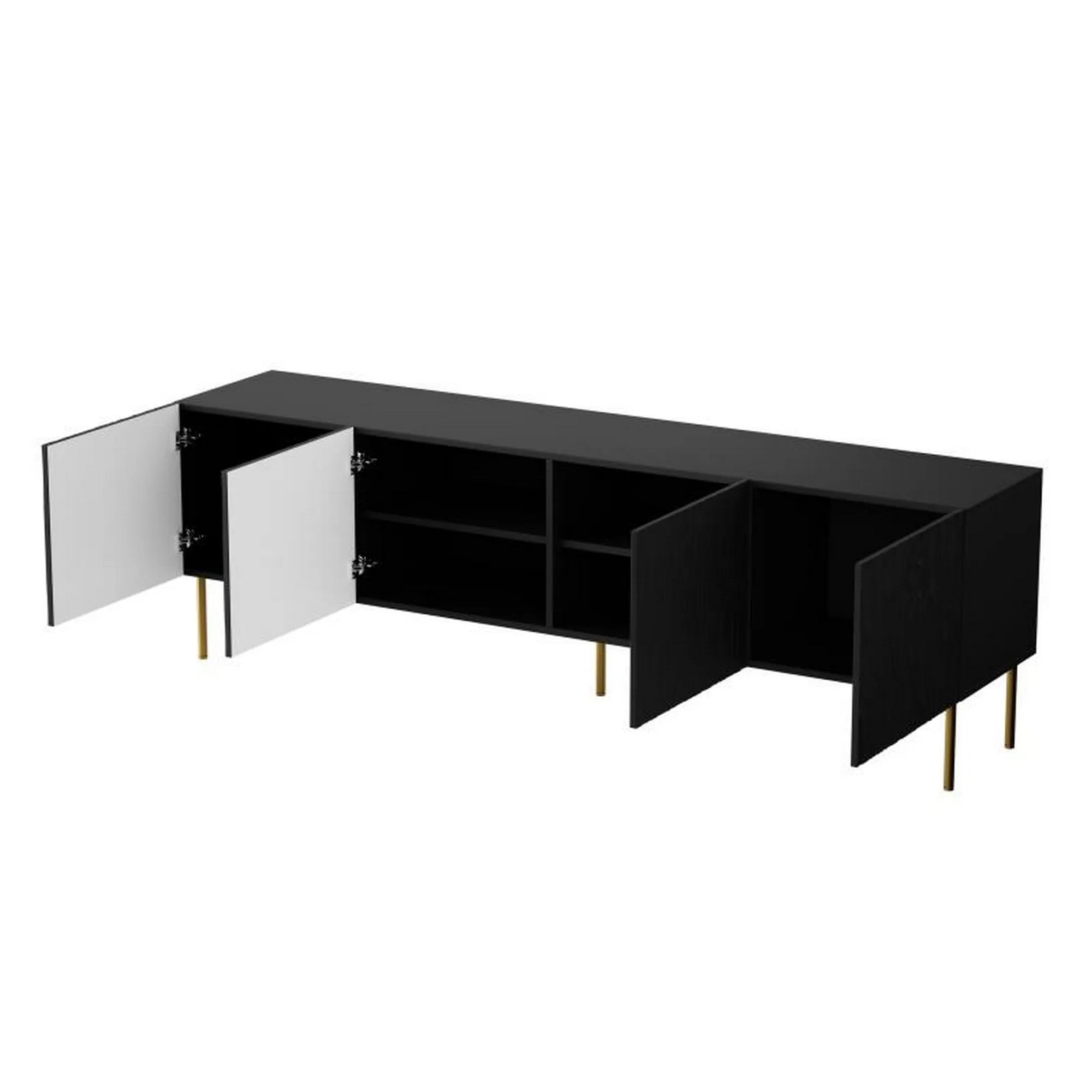 Comoda TV JUNGLE, negru/auriu, PAL laminat, 190x41x60 cm