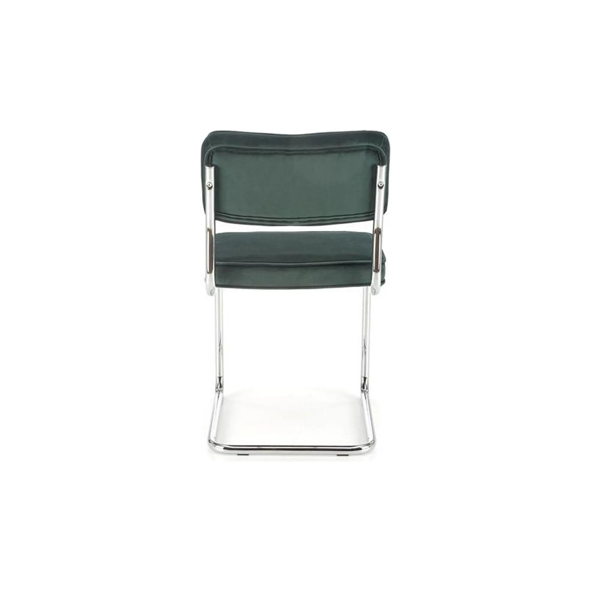 Scaun tapitat K510, verde inchis, stofa catifelata/otel cromat, 49x55x85 cm