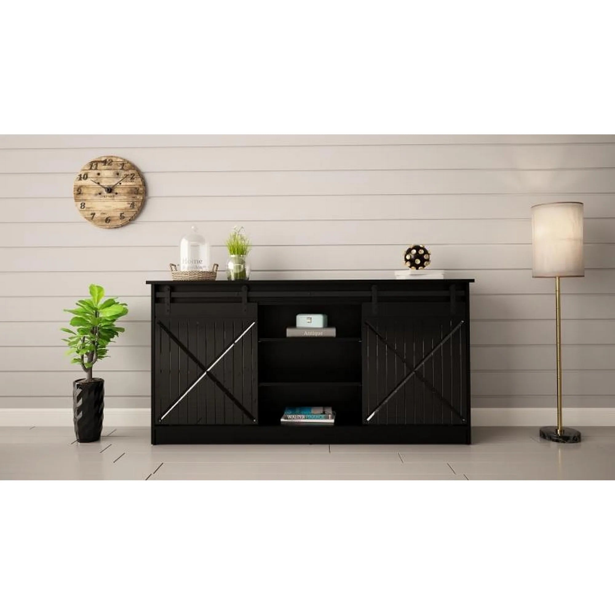 Comoda GRANERO, negru, PAL laminat, 160x35x80 cm