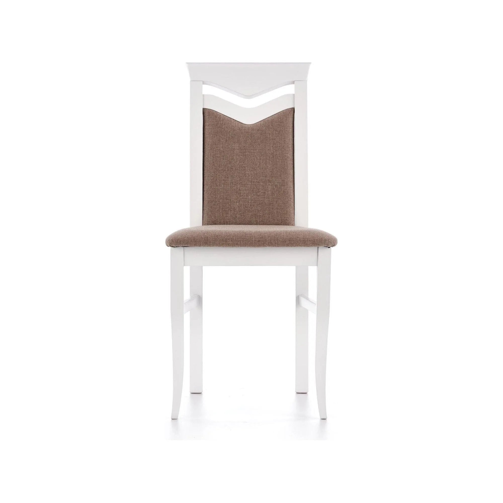 Scaun tapitat Citrone, maro/alb, stofa clasica/lemn de fag, 44X43X96 CM