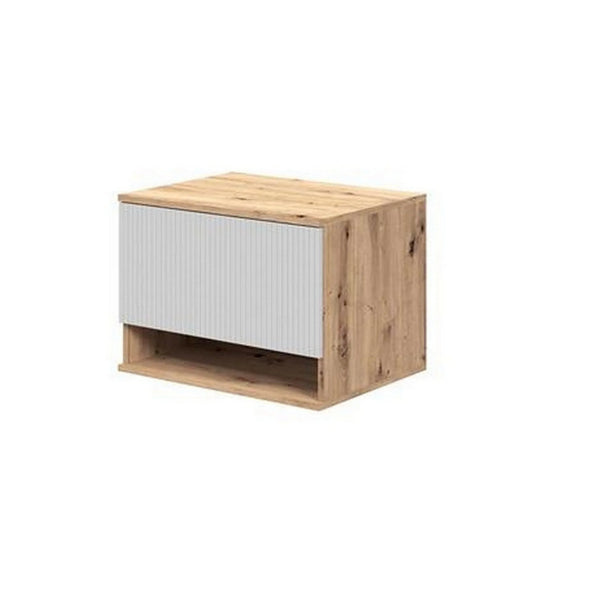 Dulap baie suspendat AVIOLA, casmir/stejar artisan, PAL laminat, cu un sertar, pentru lavoar, 60x45x43 cm