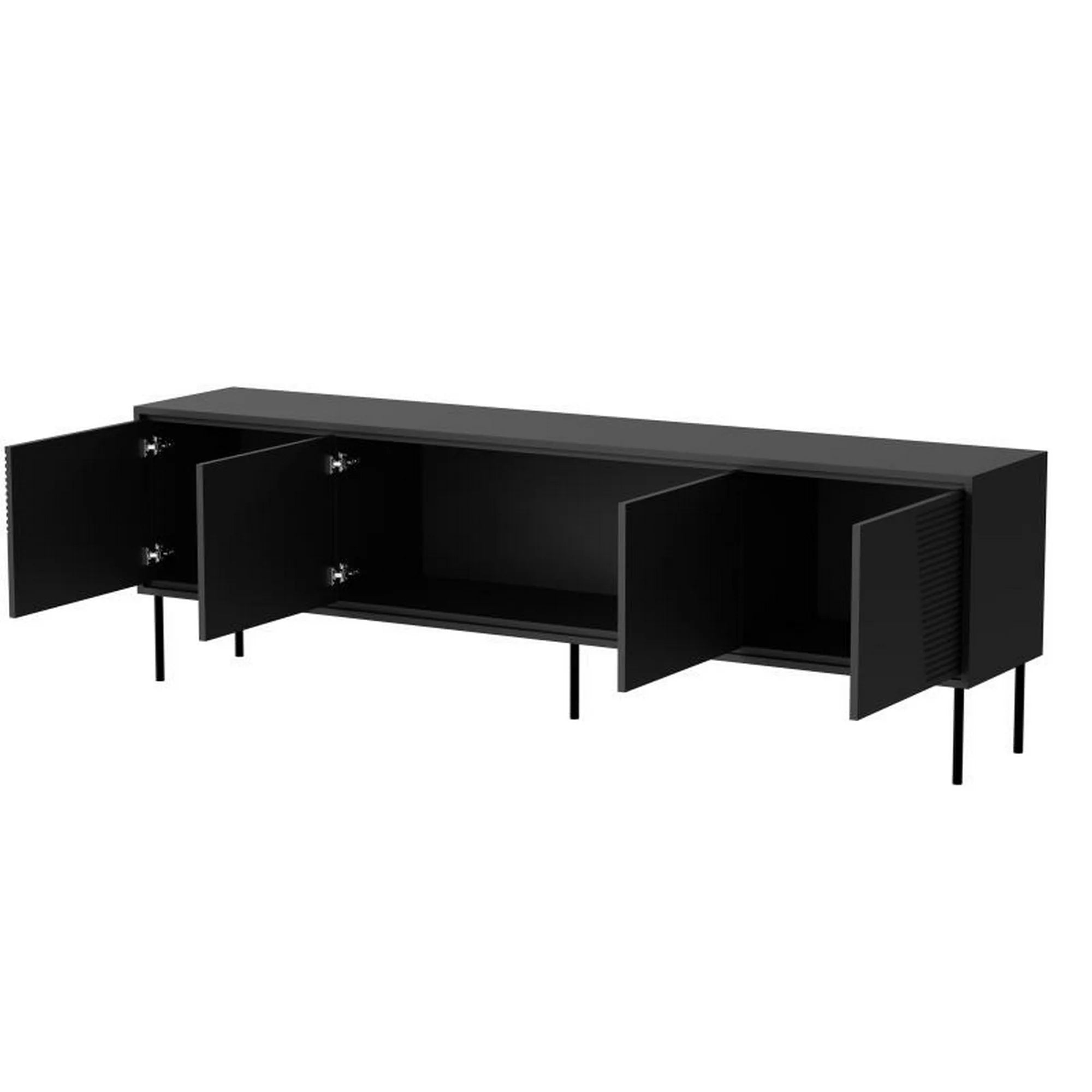 Comoda TV ABI, negru, PAL laminat/metal, 200x38x62 cm