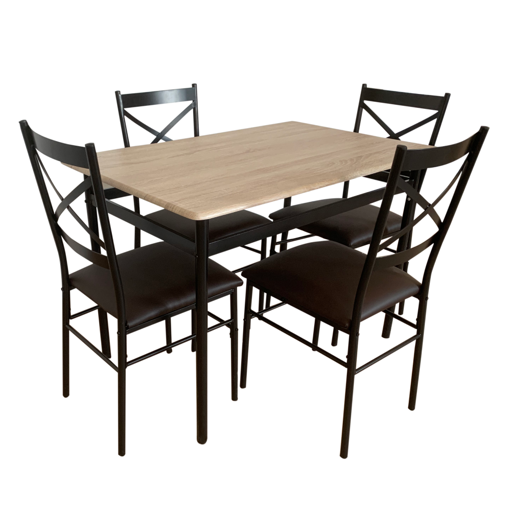 Set masa cu 4 scaune NAREN, stejar sonoma/negru