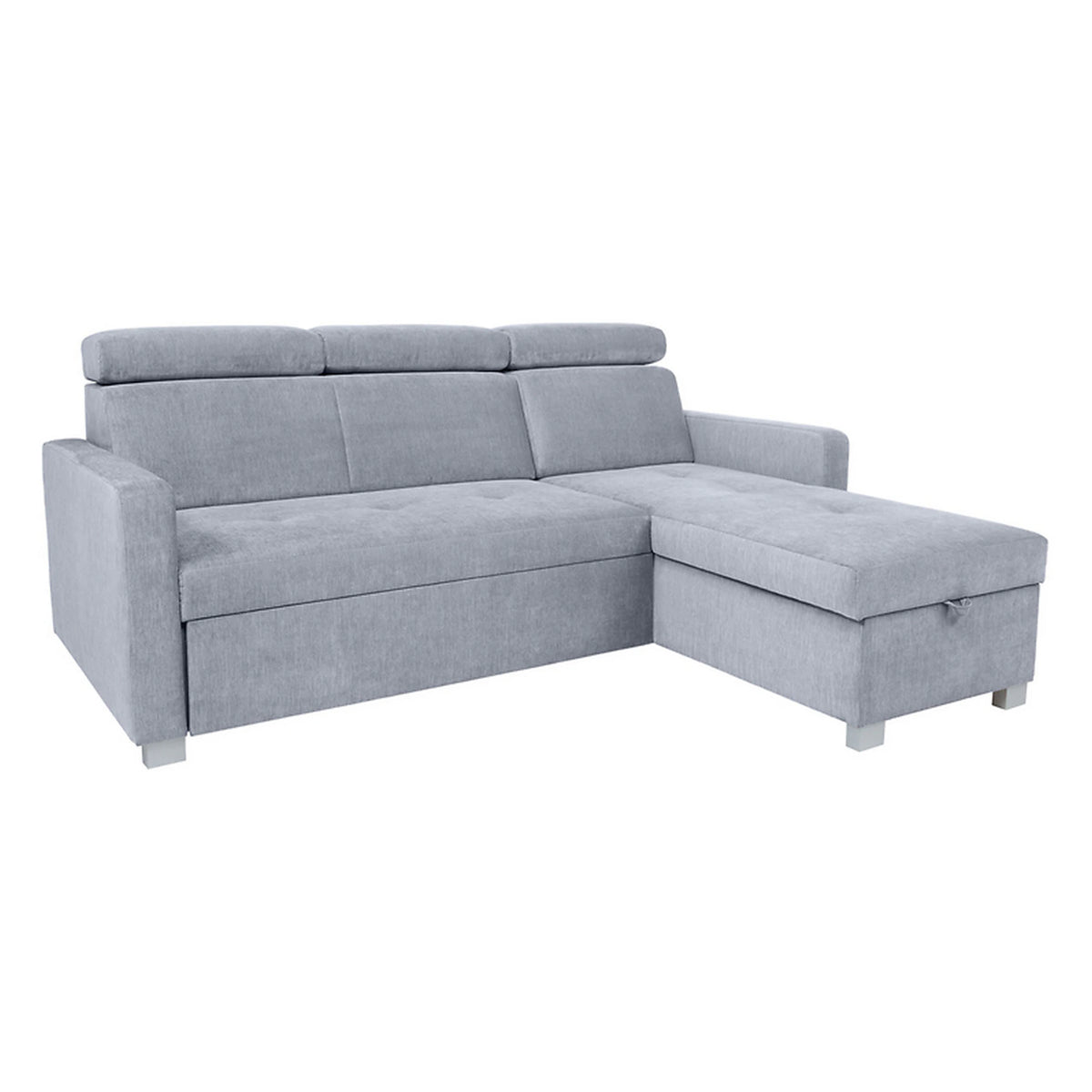 Coltar extensibil BRICO, universal, stofa catifelata gri - Element 23, cu lada depozitare, 204x168x99 cm