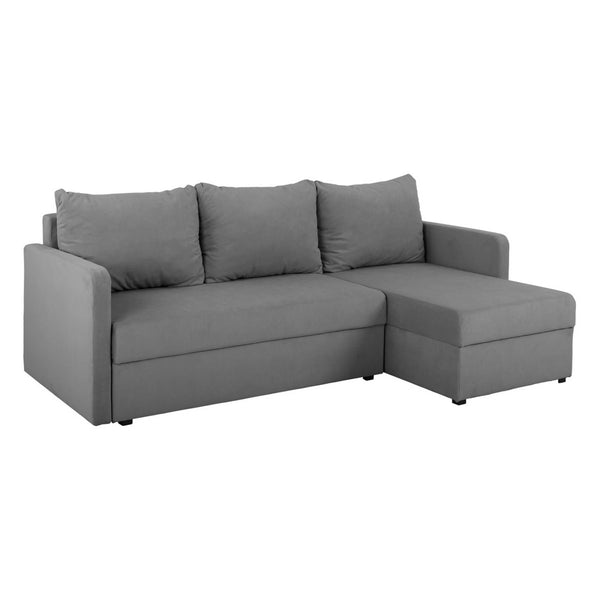 Coltar extensibil IMROS, universal, stofa catifelata gri - Pretty 17, cu lada depozitare, 218x143x93 cm