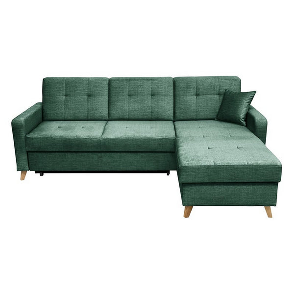 Coltar extensibil LARS, universal, stofa catifelata verde - Voss 78, cu lada depozitare, 223x161x83 cm