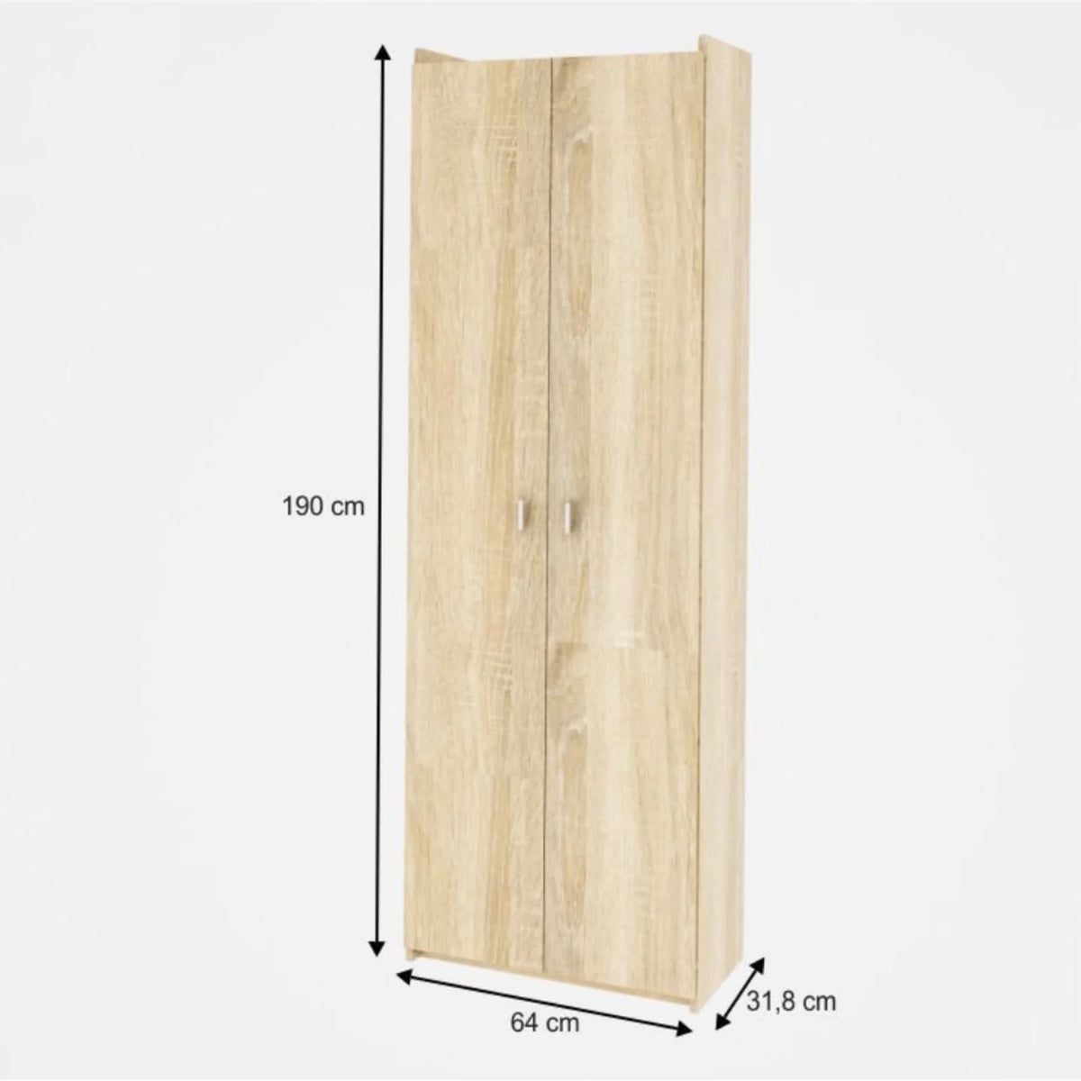 Dulap NATALI TYP 2, stejar sonoma, PAL melaminat, cu 2 usi, 64x32x190 cm