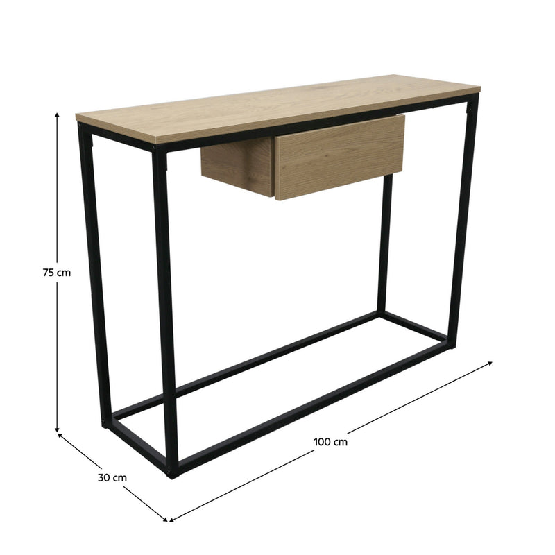 Consola NAVARO TIP 2, stejar/negru, 100x30x75 cm