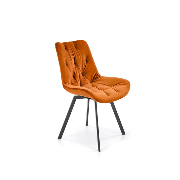 Scaun rotativ K519, caramiziu/negru, stofa catifelata/metal, 54x63x86 cm