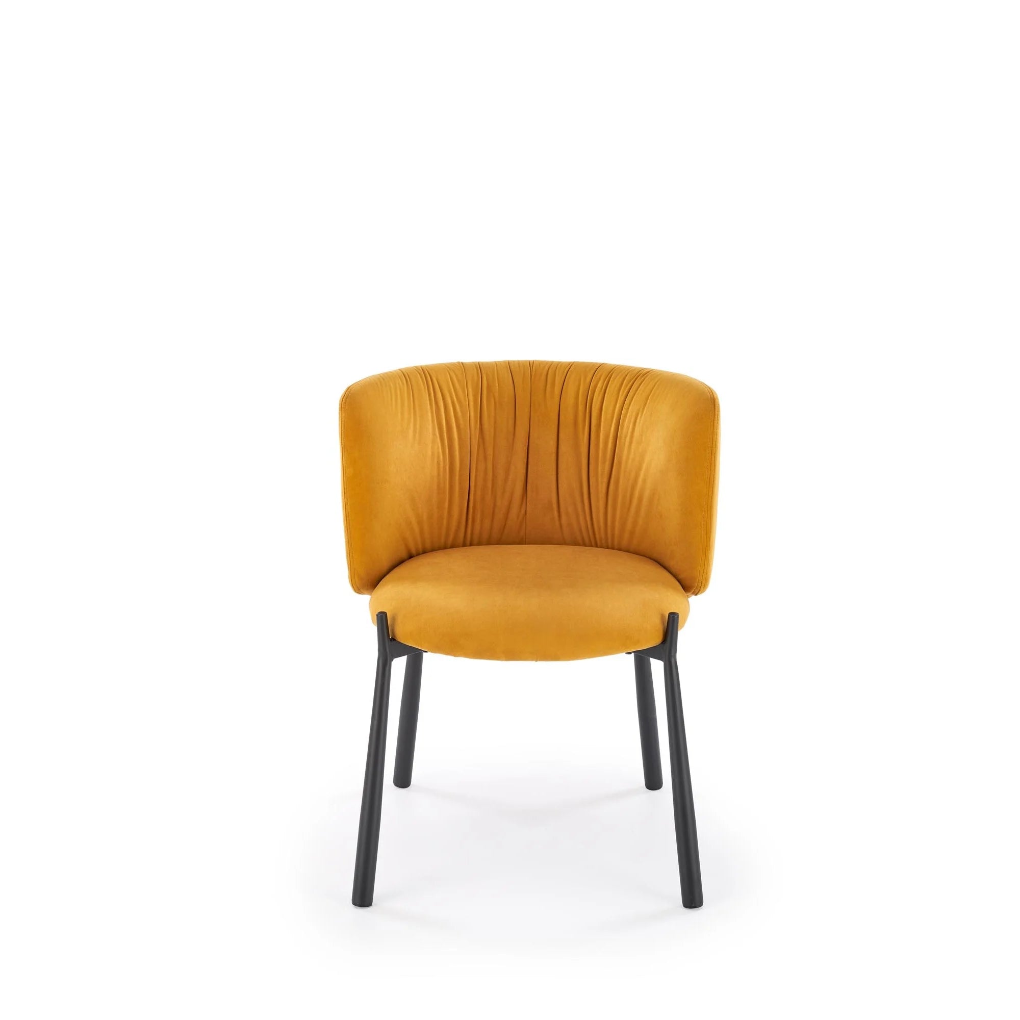Scaun K531, galben mustar/negru, stofa catifelata/metal, 60x58x76 cm