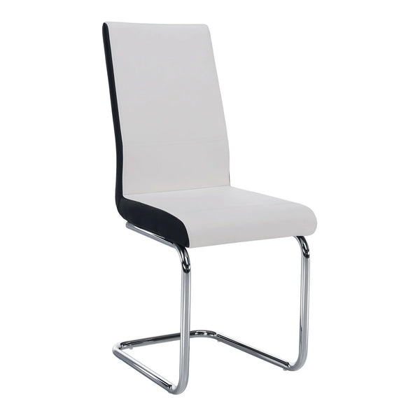 Scaun NEANA, alb/negru/crom, piele ecologica/metal, 42x42x98 cm