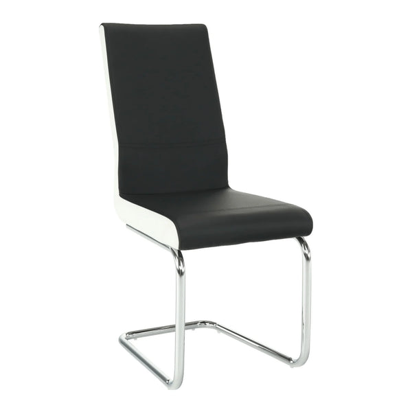 Scaun NEANA, negru/alb/crom, piele ecologica/metal, 42x42x98 cm