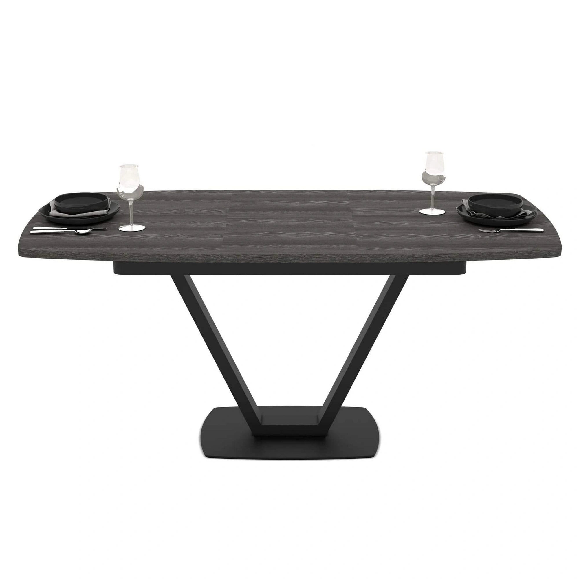 Masa extensibila NIKA, negru, ceramica/metal, 125/165x80x75 cm