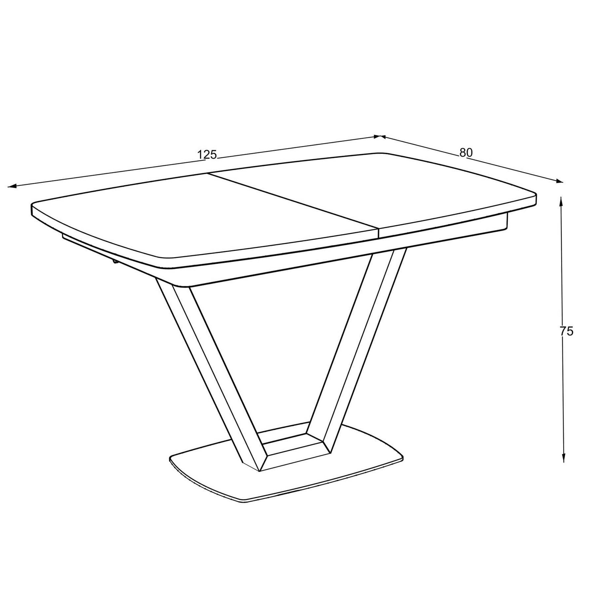 Masa extensibila NIKA, negru, ceramica/metal, 125/165x80x75 cm