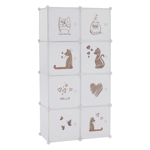 Dulap copii KIRBY, alb/maro, metal/plastic, 75x37x147 cm