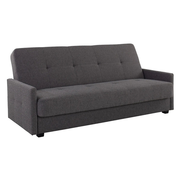 Canapea extensibila MARO, stofa clasica gri inchis - Mossa 99, cu lada depozitare, 207x95x95 cm