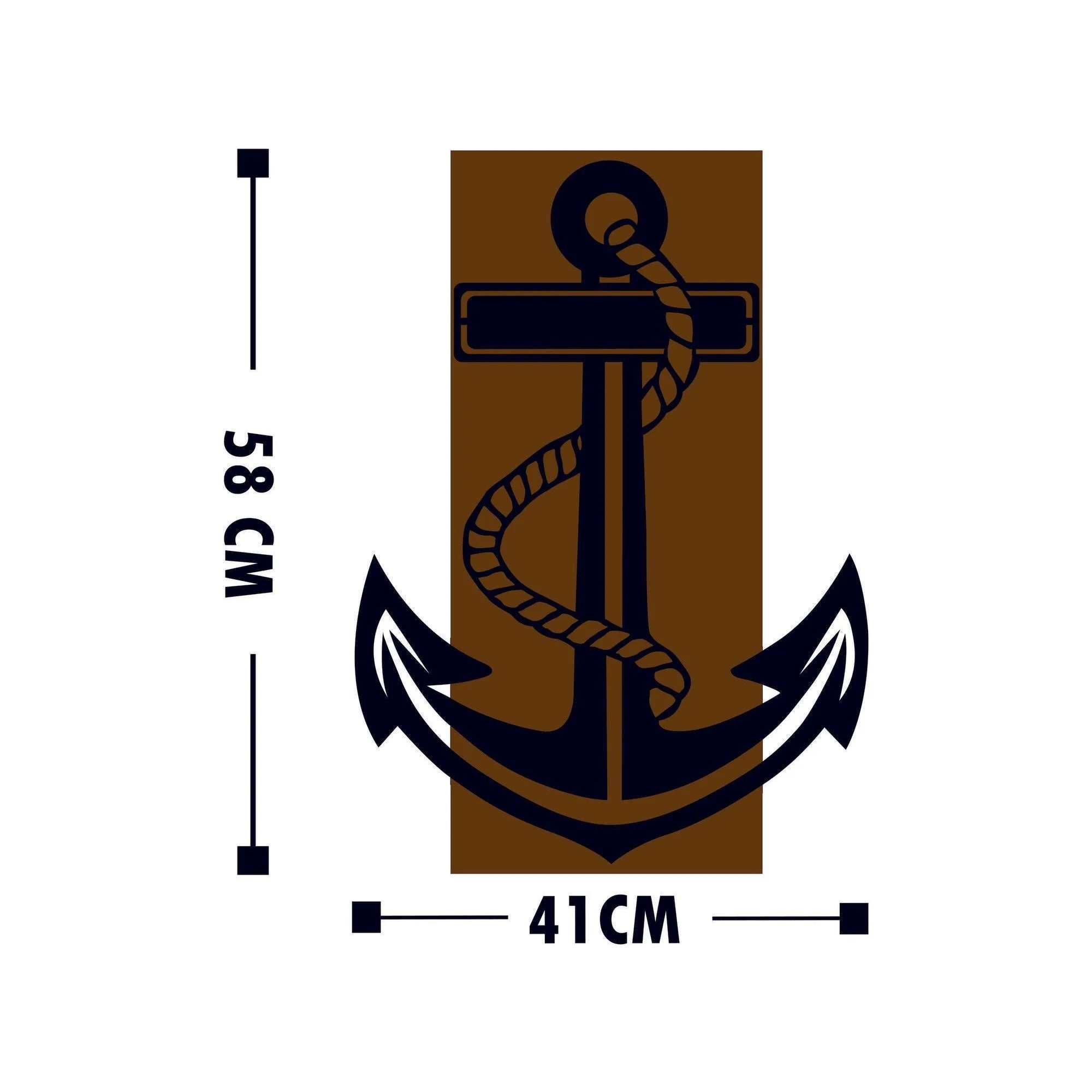Decoratiune perete ANCHOR, nuc/negru, lemn/metal, 41x58 cm