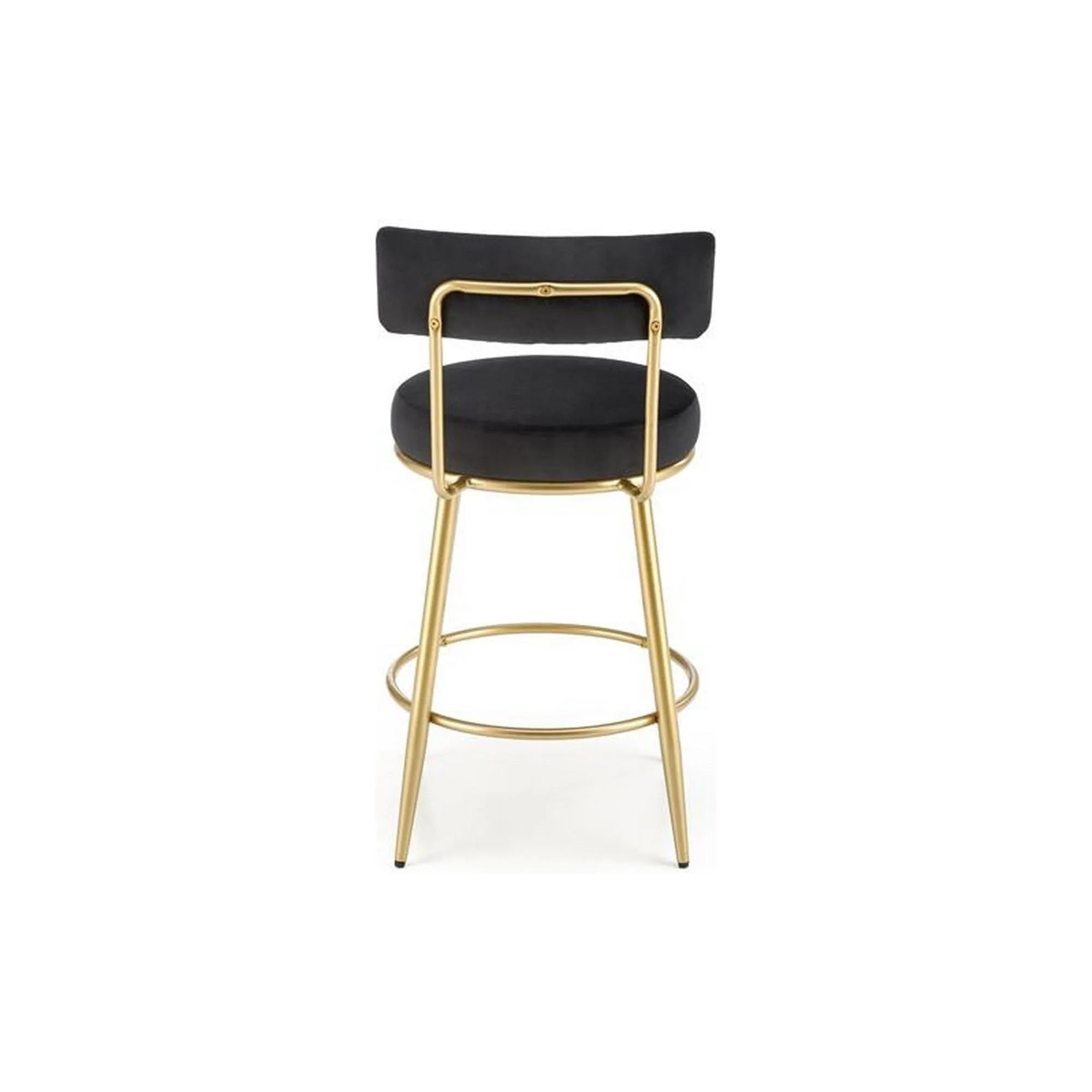 Scaun bar H115, negru/auriu, stofa catifelata/otel, 45x54x90 cm