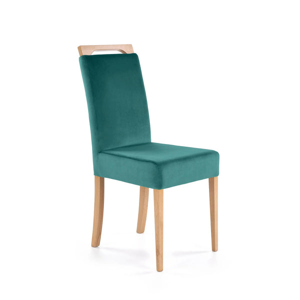 Scaun CLARION, verde/stejar, stofa catifelata/lemn, 42x58x97 cm