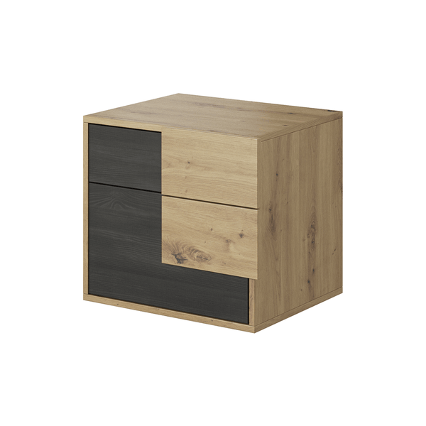 Noptiera BAFRA, pin negru/stejar artisan, DTD laminat, 54x40x40 cm