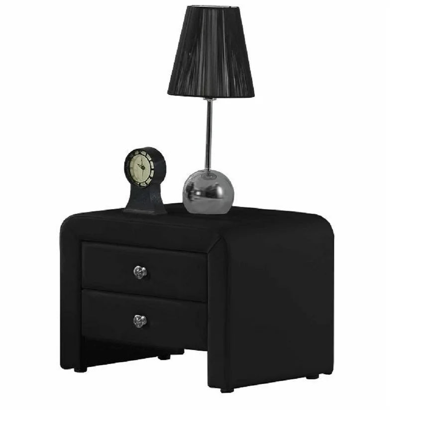 Noptiera WILSON, negru, piele ecologica, 50x38x37 cm