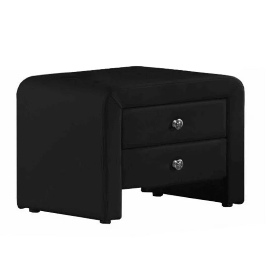 Noptiera WILSON, negru, piele ecologica, 50x38x37 cm