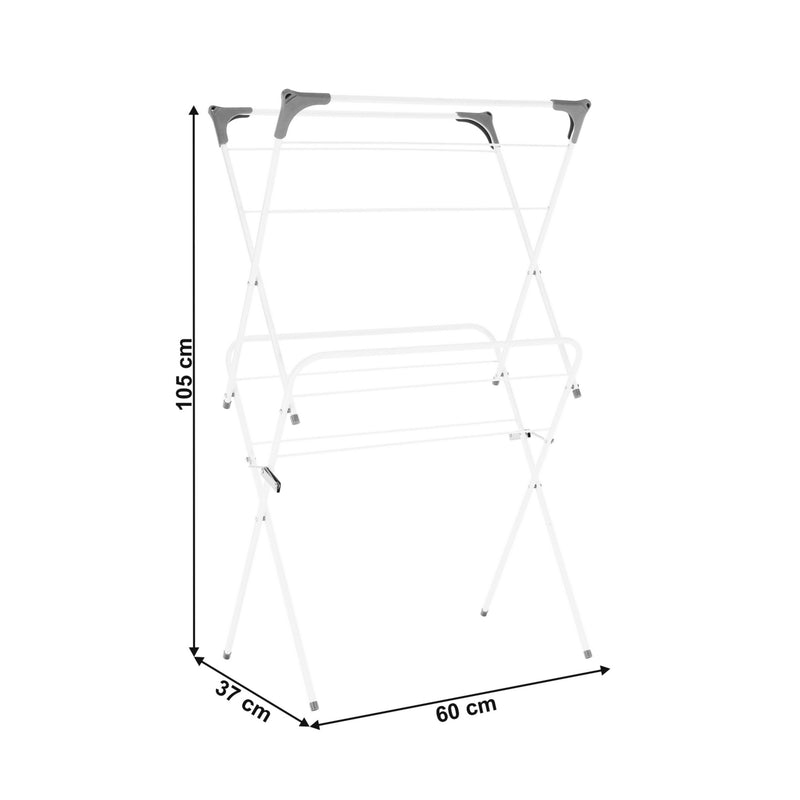 Uscator pliabil haine NODAR, alb/gri, metal/plastic, 60x37x105 cm