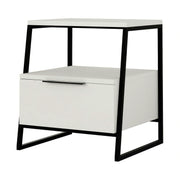 Noptiera, alb/negru, PAL melaminat/metal, 45x41x50 cm