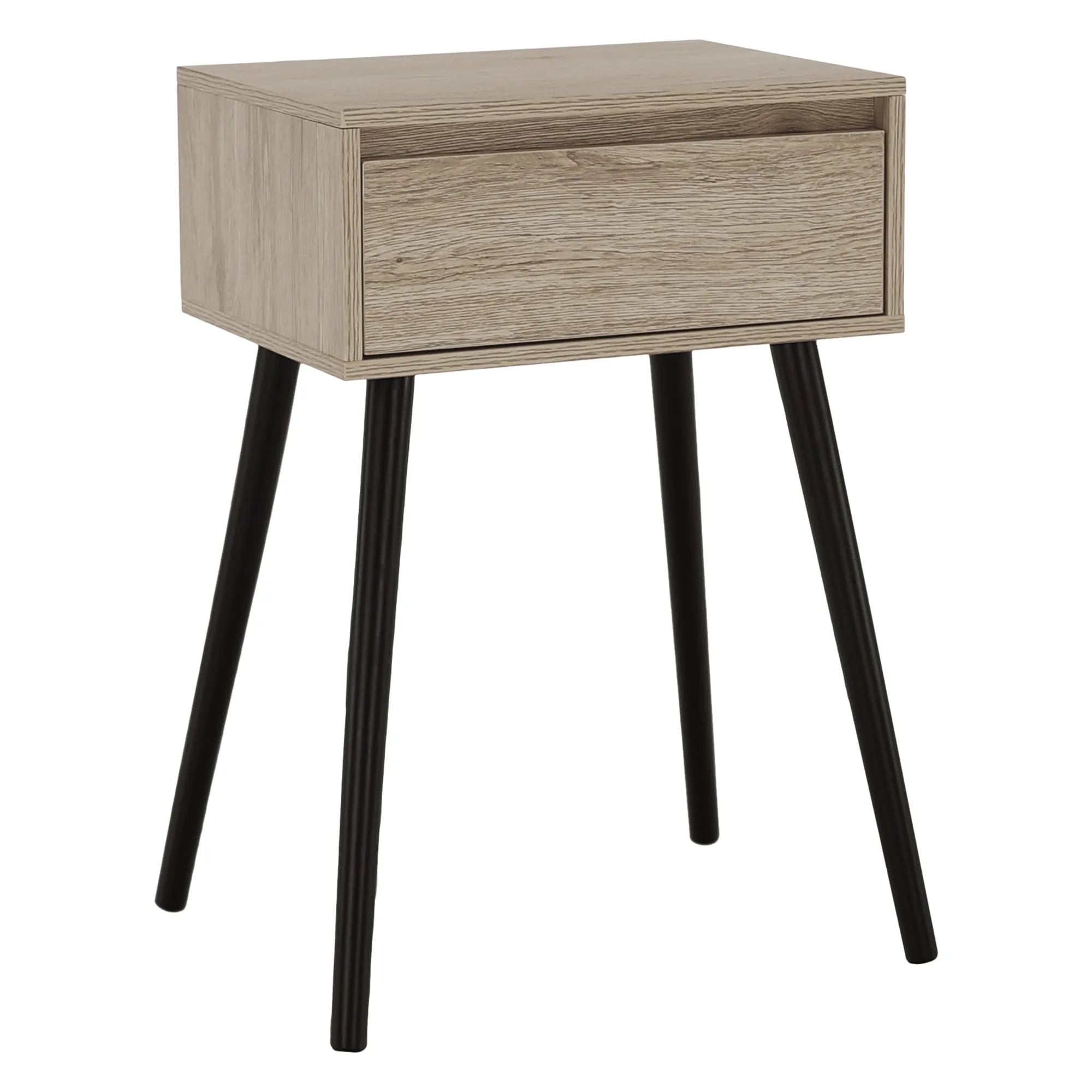 Noptiera ALYSANDRA TYPE 1, stejar/negru, DTD foliat/lemn, 40x30x60 cm