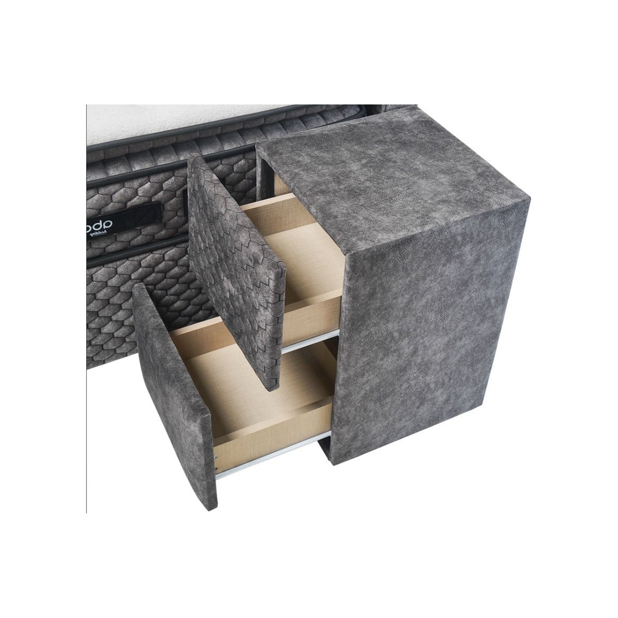 Noptiera BABYLON, gri, stofa, 42x45x60 cm