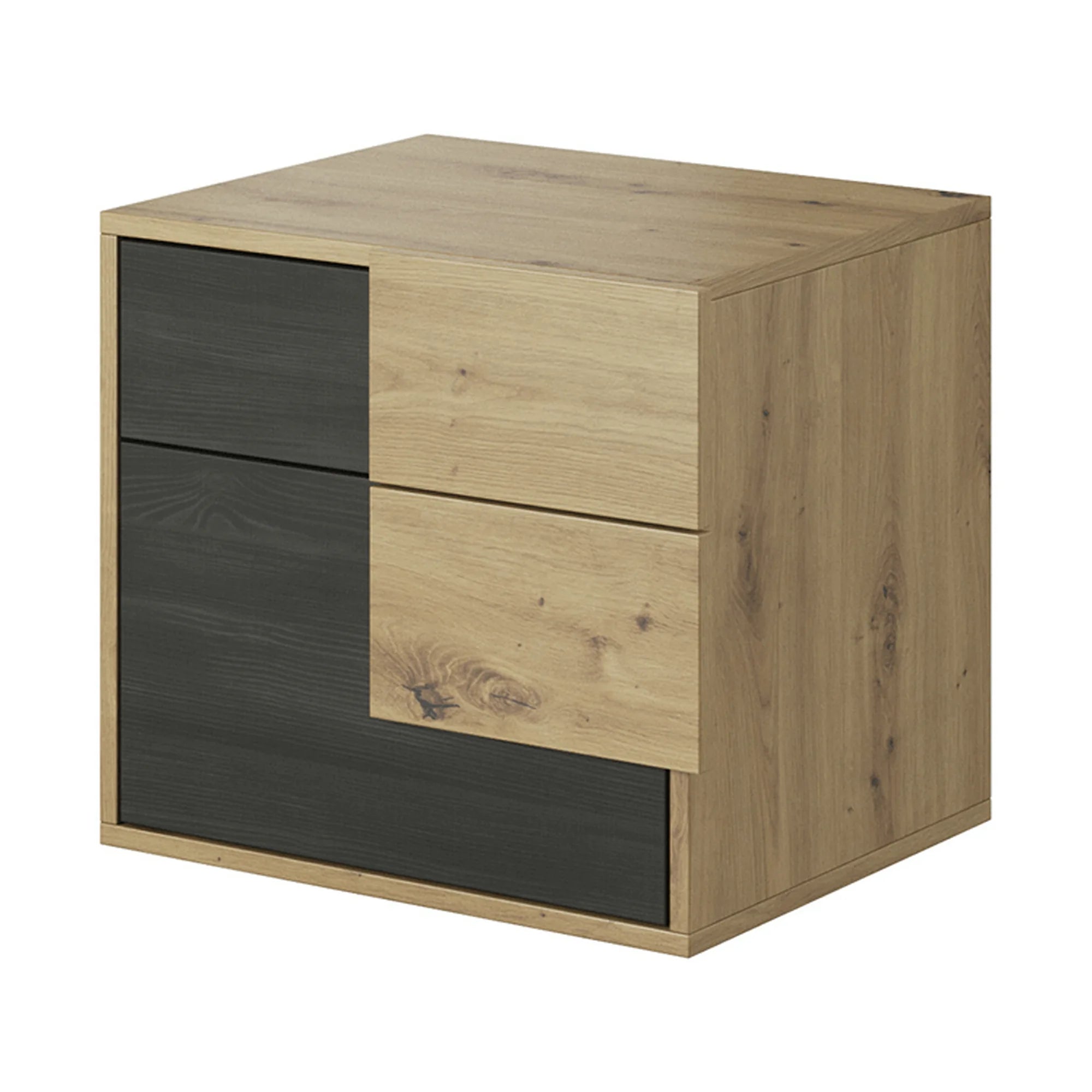 Noptiera BAFRA, pin negru/stejar artisan, DTD laminat, 54x40x40 cm