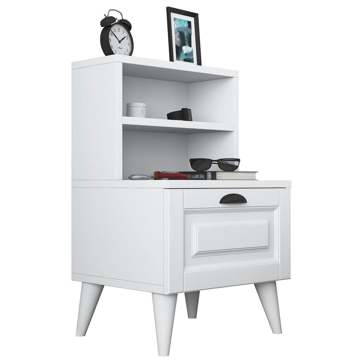 Noptiera BD105, alb, PAL melaminat, 40x45x75 cm