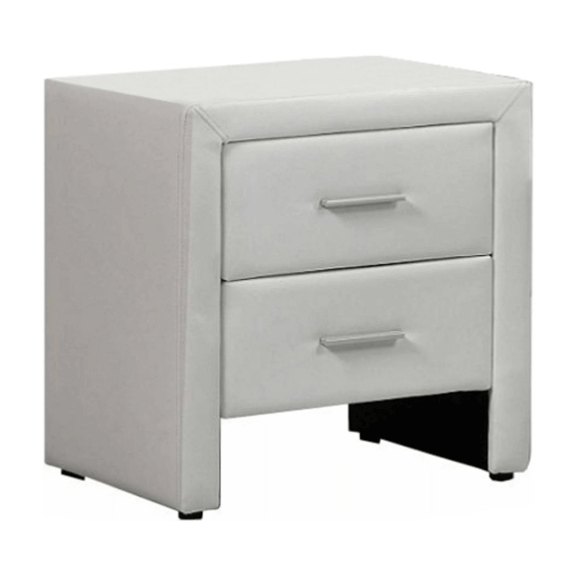 Noptiera CASTEL, alb, piele ecologica, 48x42x55 cm