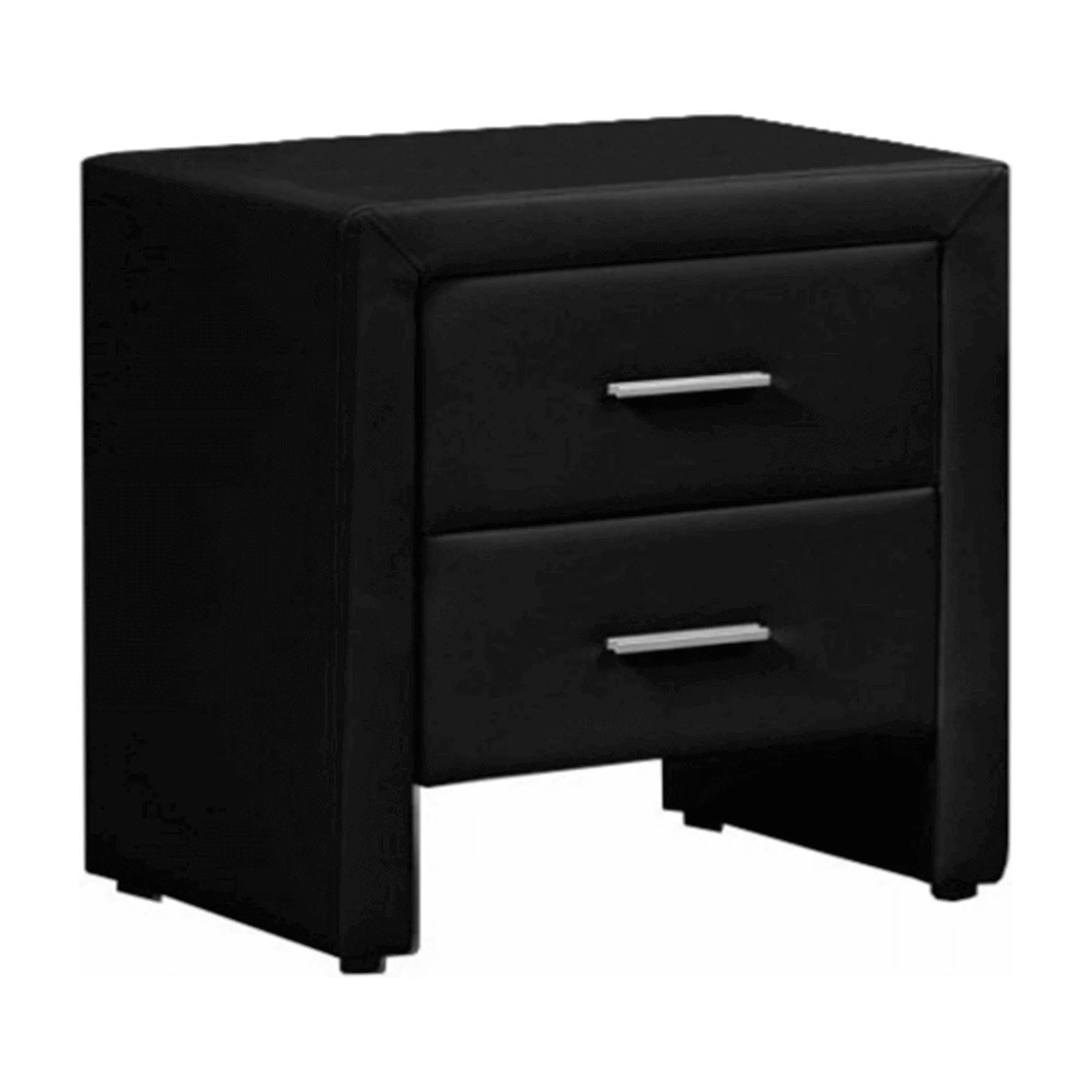 Noptiera CASTEL, negru, piele ecologica, 48x42x55 cm