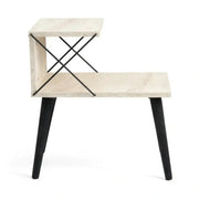 Noptiera CROSS, bej cu efect de marmura/negru, PAL melaminat/lemn de fag, 50x40x55 cm
