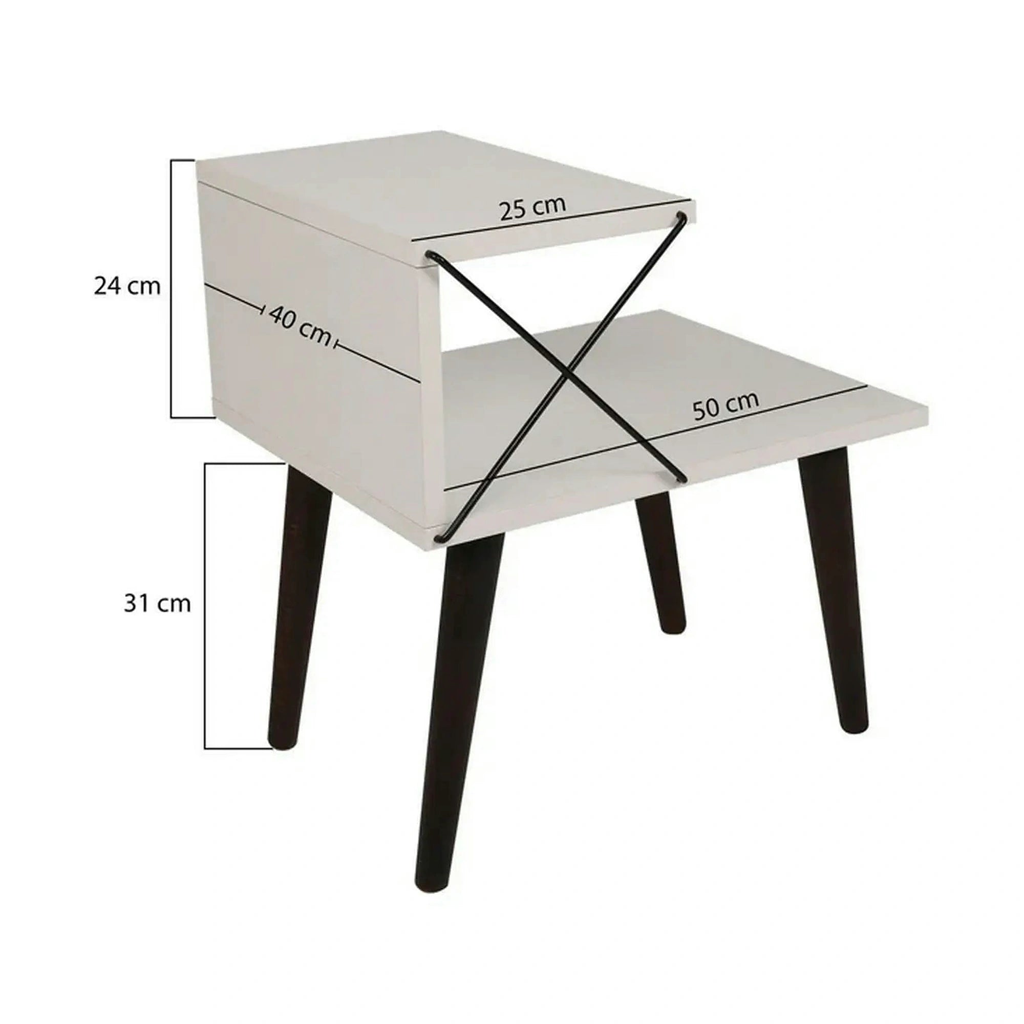 Noptiera CROSS, bej cu efect de marmura/negru, PAL melaminat/lemn de fag, 50x40x55 cm