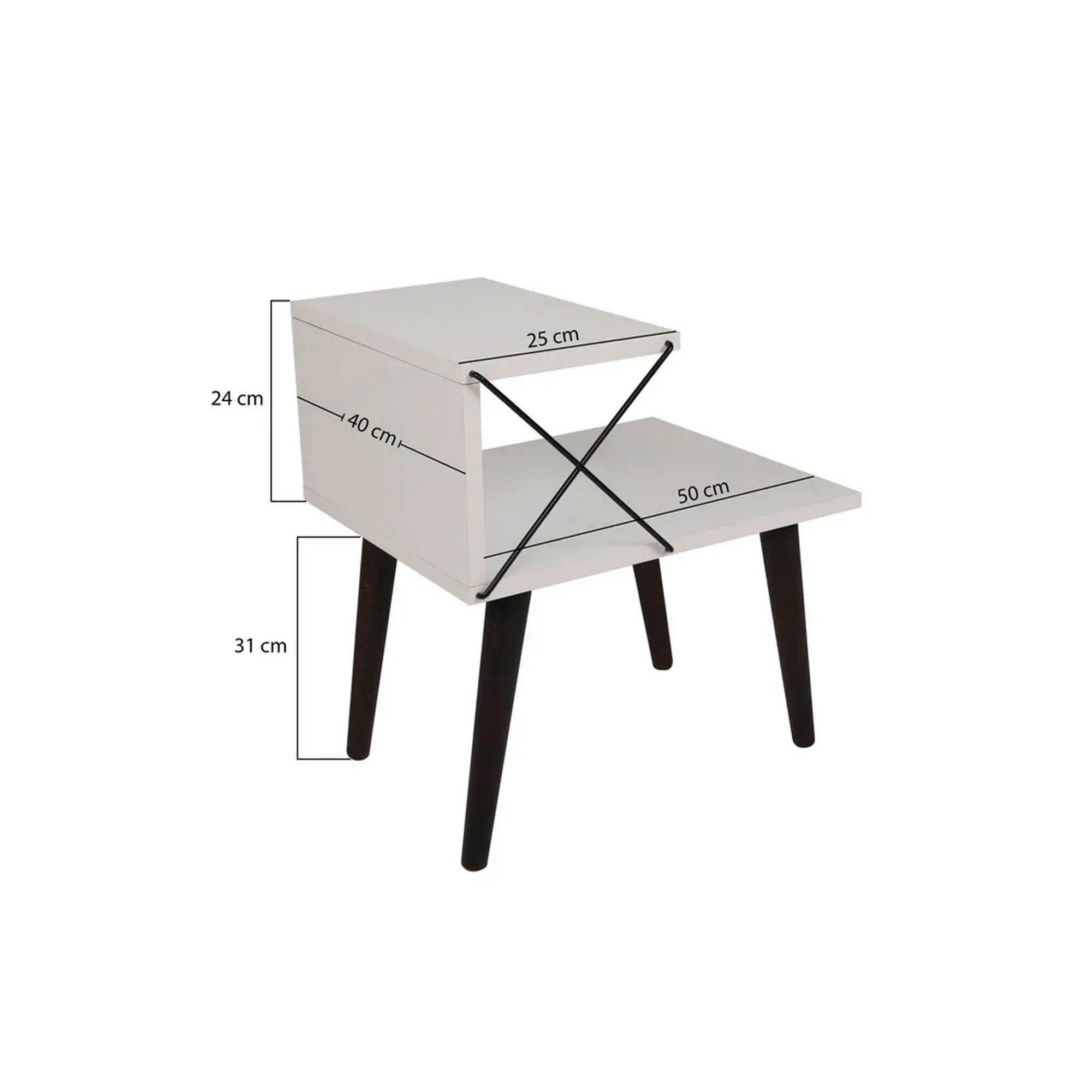 Noptiera CROSS, bej cu efect de marmura/negru, PAL melaminat/lemn de fag, 50x40x55 cm
