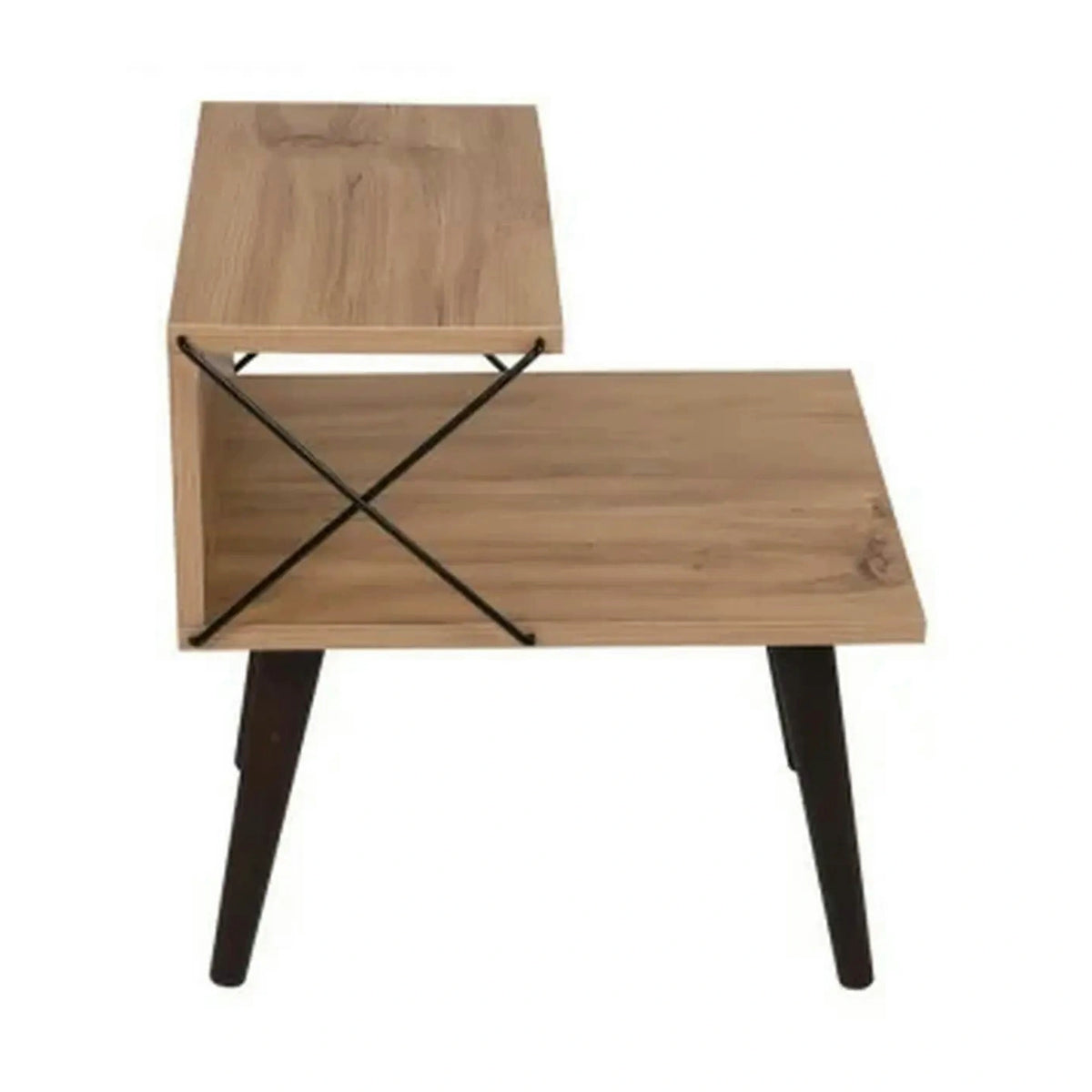 Noptiera Cross, stejar/negru, PAL melaminat, 50x40x55 cm