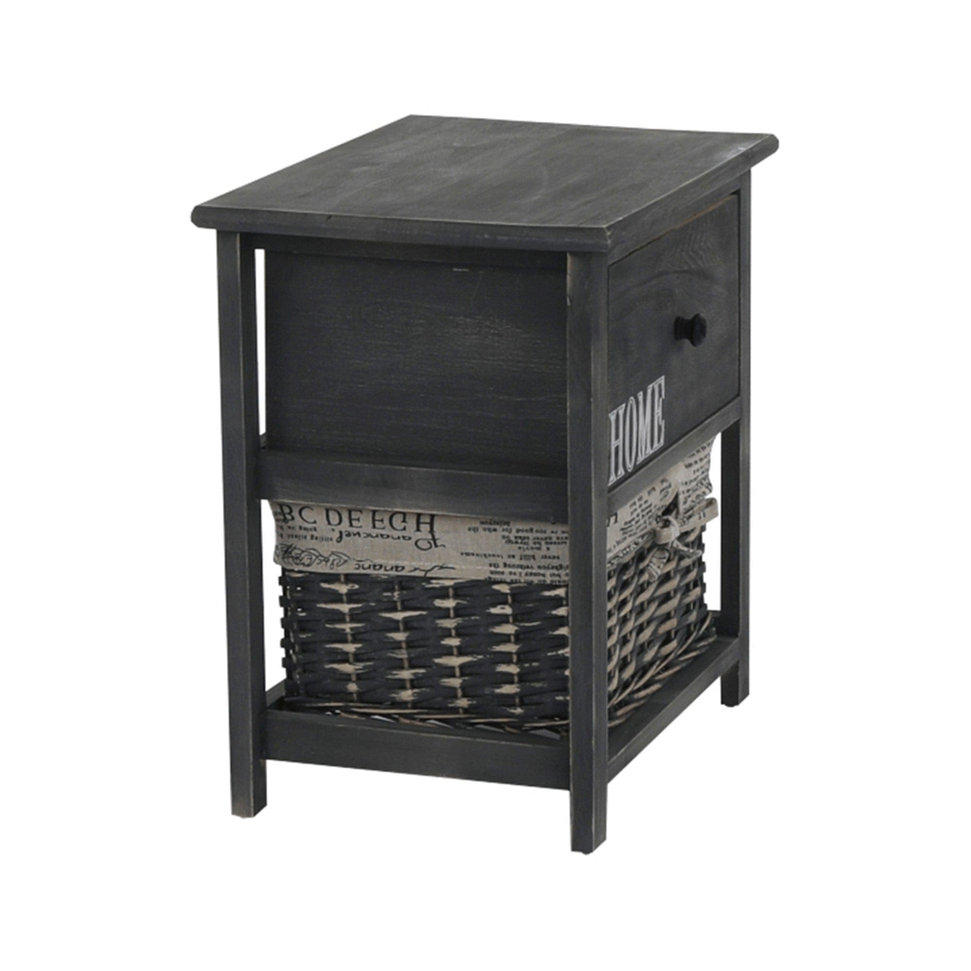 Noptiera DARKIE 1, gri, lemn/rachita, 40x29x42 cm