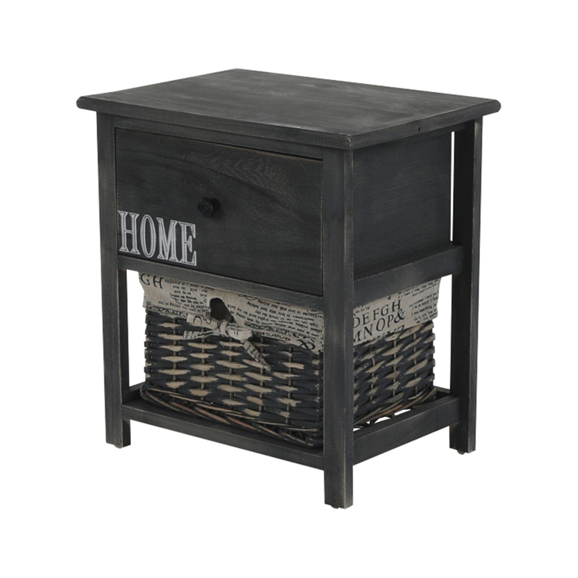 Noptiera DARKIE 1, gri, lemn/rachita, 40x29x42 cm