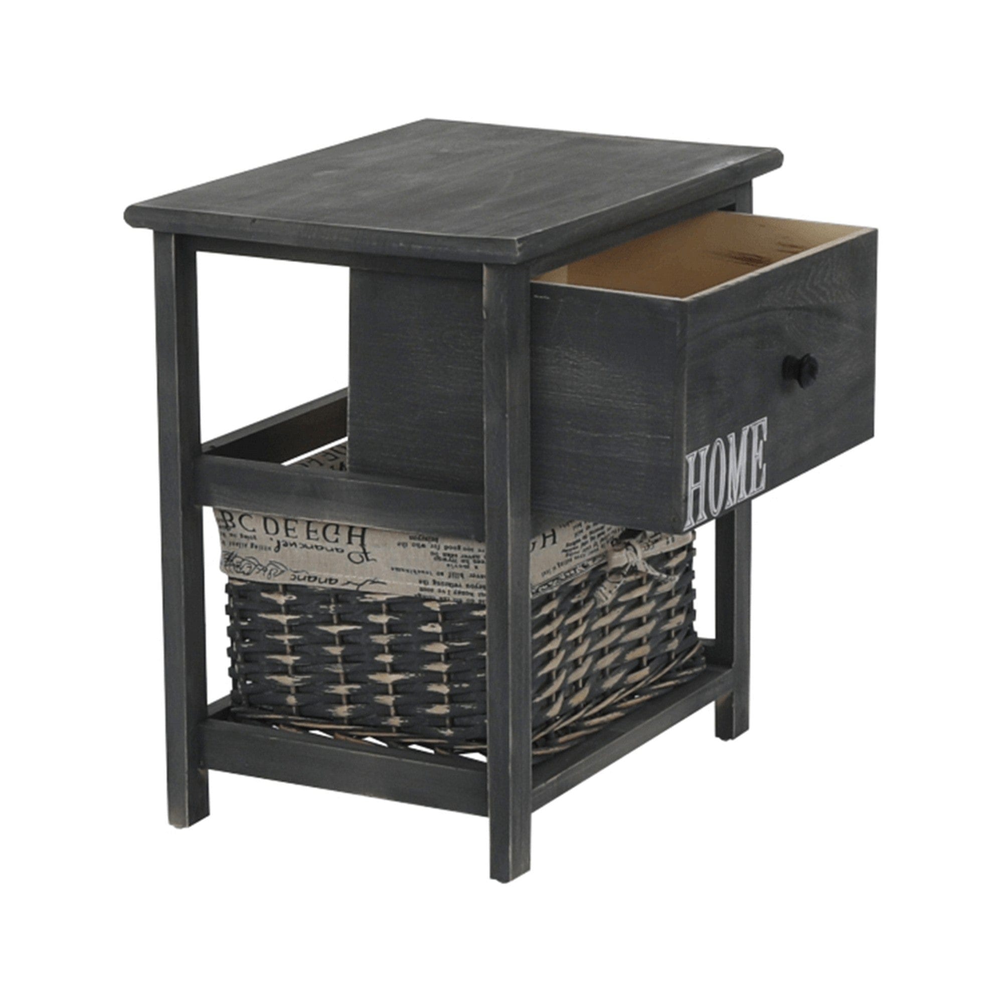 Noptiera DARKIE 1, gri, lemn/rachita, 40x29x42 cm