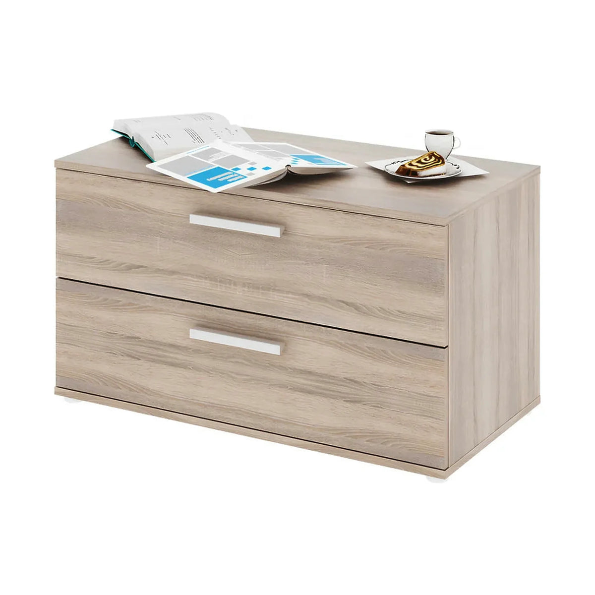 Noptiera DUNAJ TYP 8, stejar sonoma, PAL melaminat/metal, cu 2 sertare, 90x47x51 cm