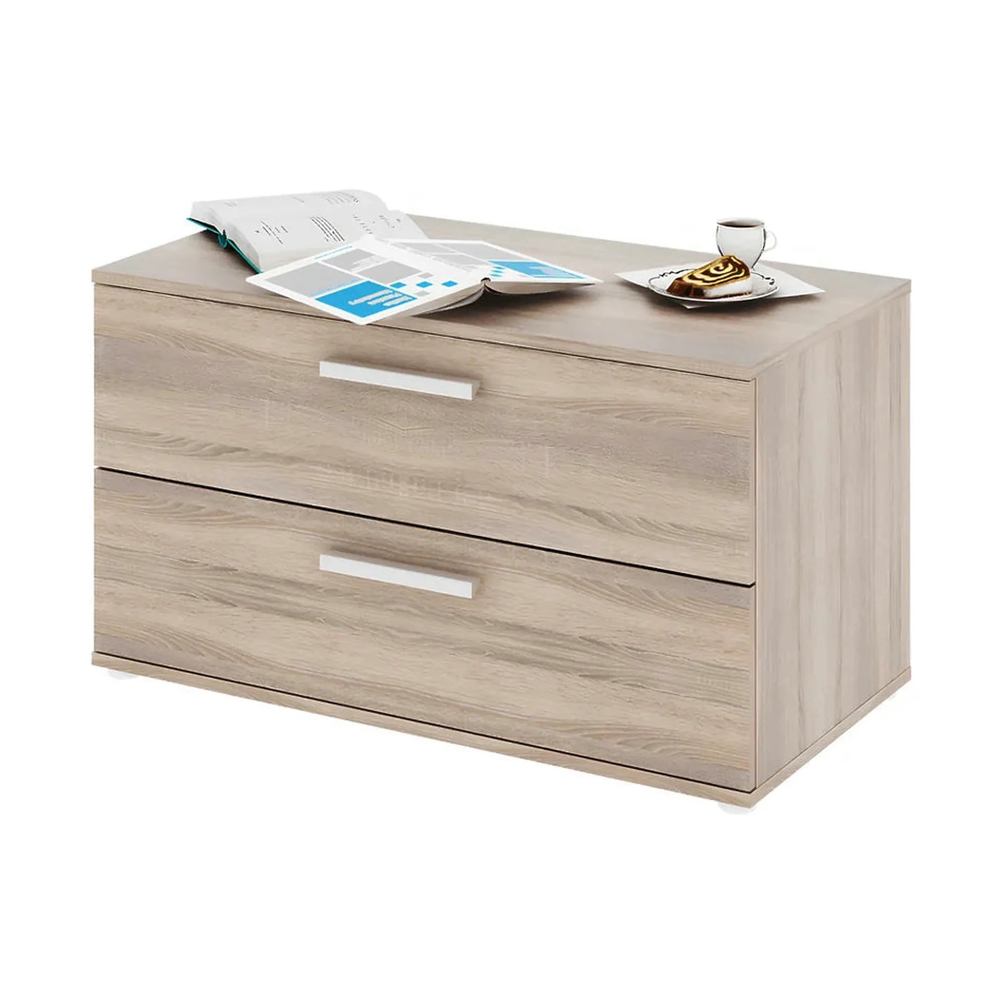 Noptiera DUNAJ TYP 8, stejar sonoma, PAL melaminat/metal, cu 2 sertare, 90x47x51 cm