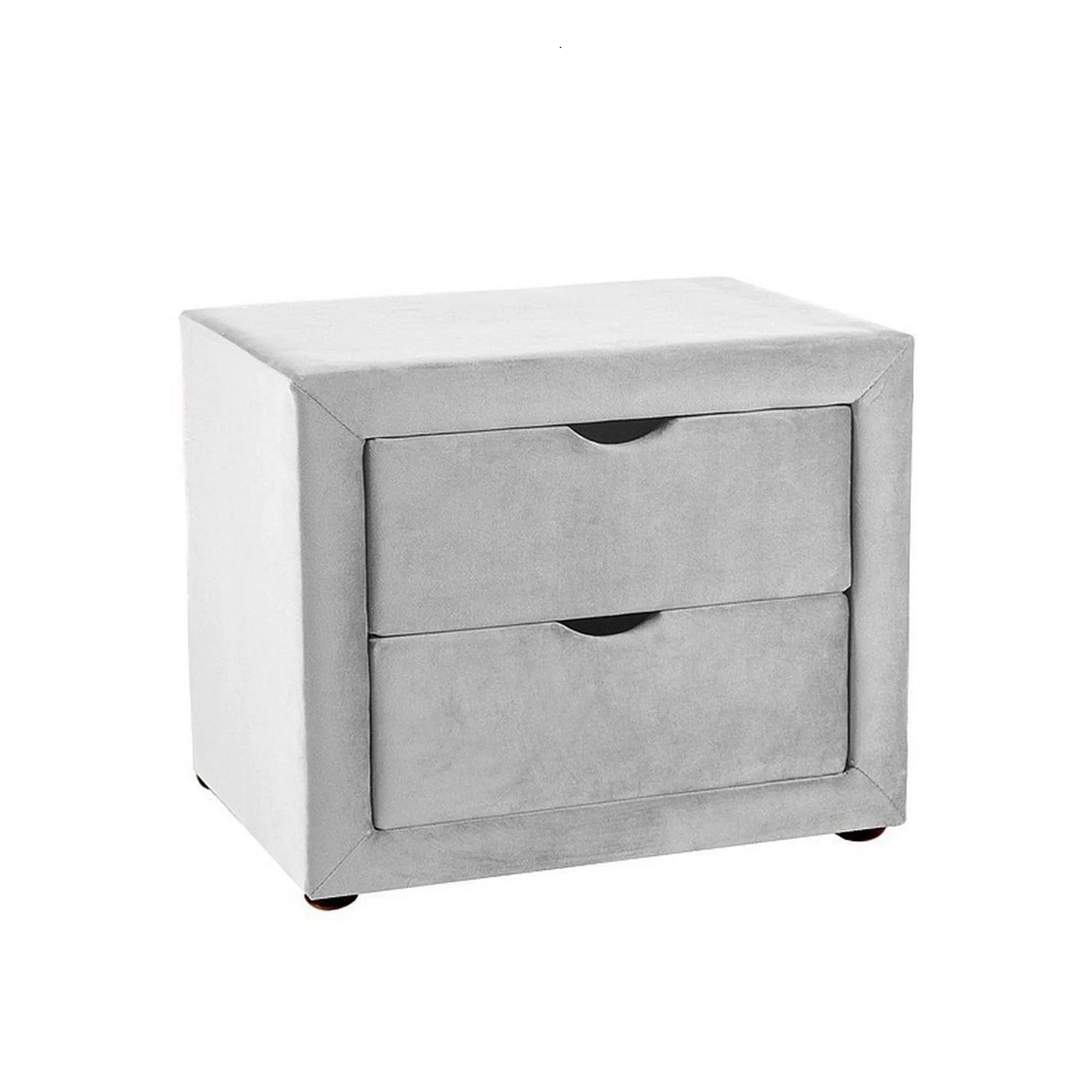 Noptiera ET-002, gri deschis - Bluvel 03, stofa catifelata, 50x35x42 cm