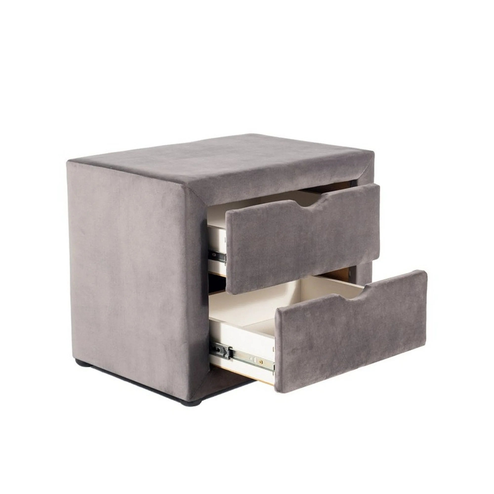 Noptiera ET-002, gri deschis - Bluvel 03, stofa catifelata, 50x35x42 cm