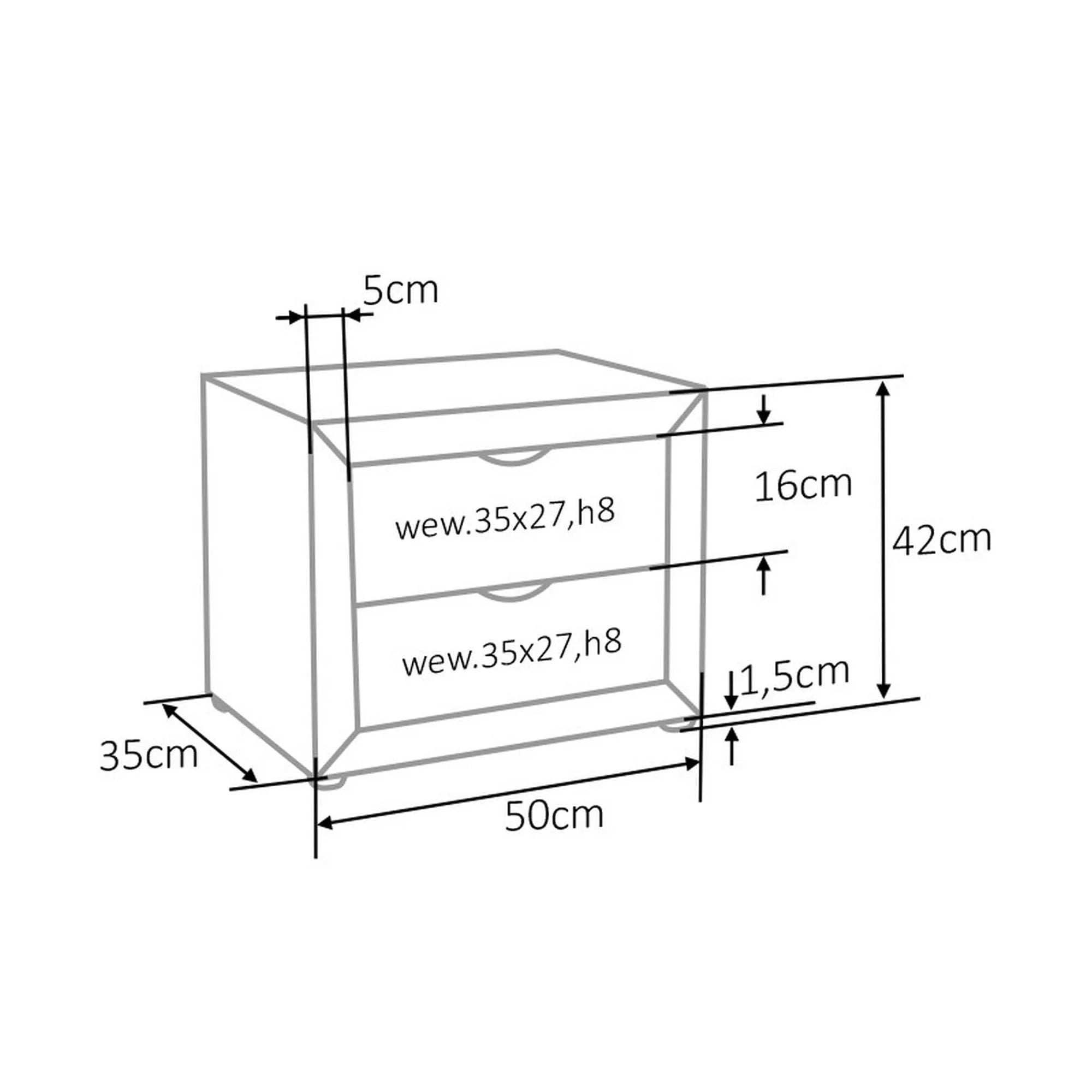 Noptiera ET-002, gri deschis - Bluvel 03, stofa catifelata, 50x35x42 cm